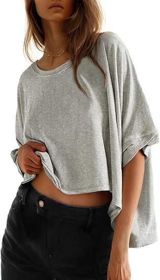 Dokotoo Oversized Tops Summer Shirts 2026 Fall T Shirts for Women Basic Tee
