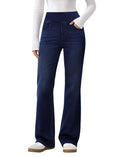 DLOODA Trendy Flare Jeans for Women Pull On Bootcut Stretchy Denim Pants