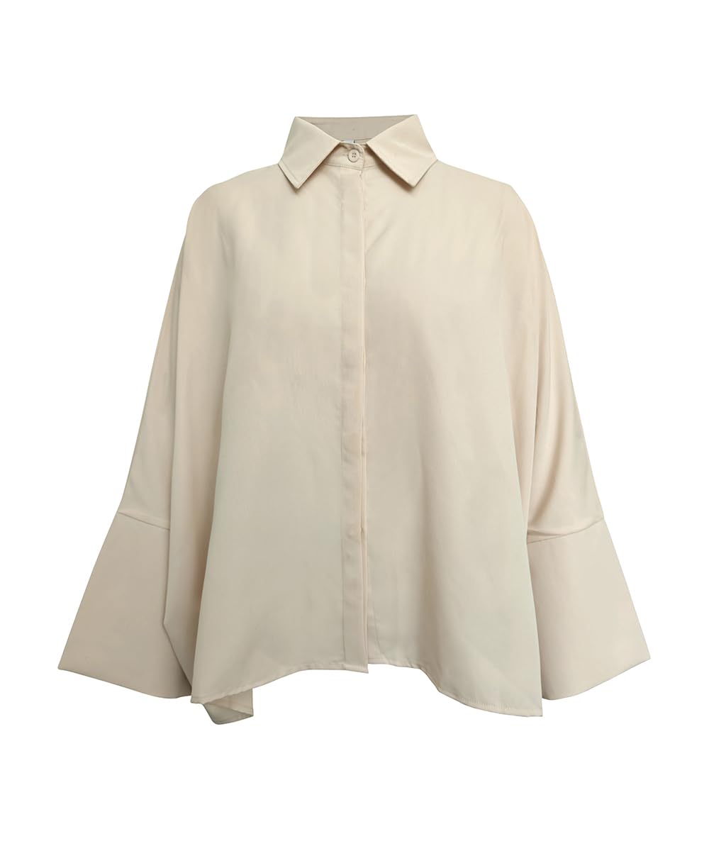 UOOZEE Womens Button Down Shirt Casual 3/4 Sleeve Loose Fit Collared Work Blouse Tops