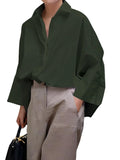 UOOZEE Womens Button Down Shirt Casual 3/4 Sleeve Loose Fit Collared Work Blouse Tops
