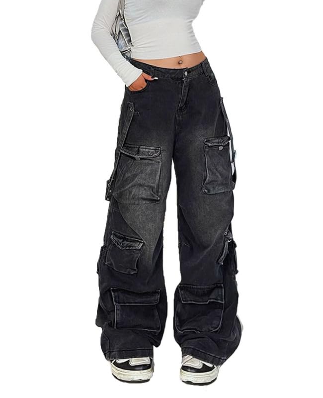Cargo Jeans for Women Low Waist Baggy Pants Y2k