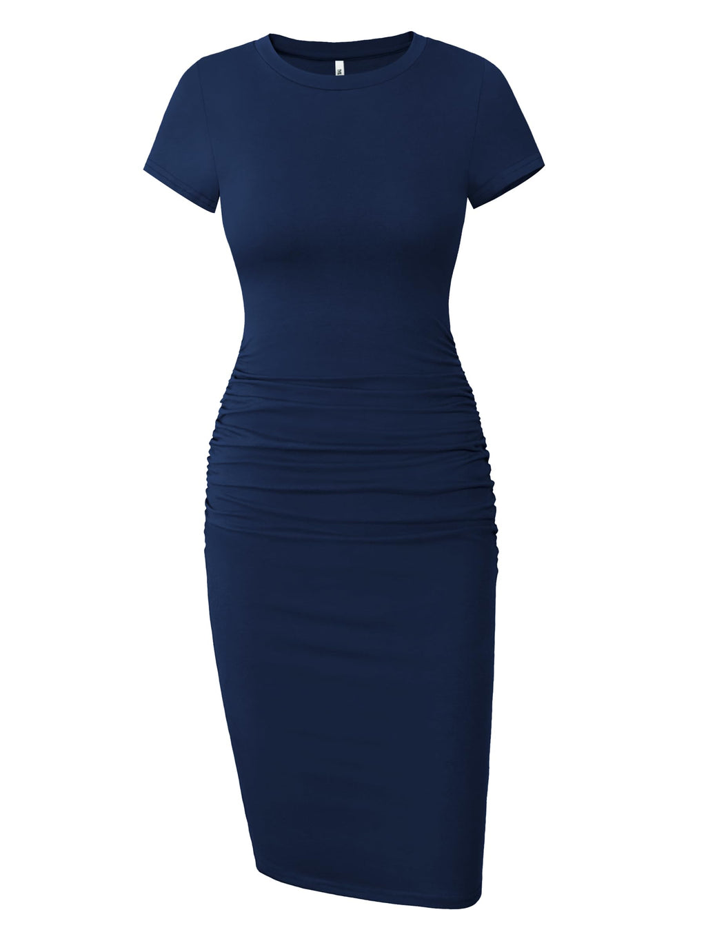 Missufe Women's Short Sleeve Ruched Casual Sundress Midi Bodycon T Shirt Dress