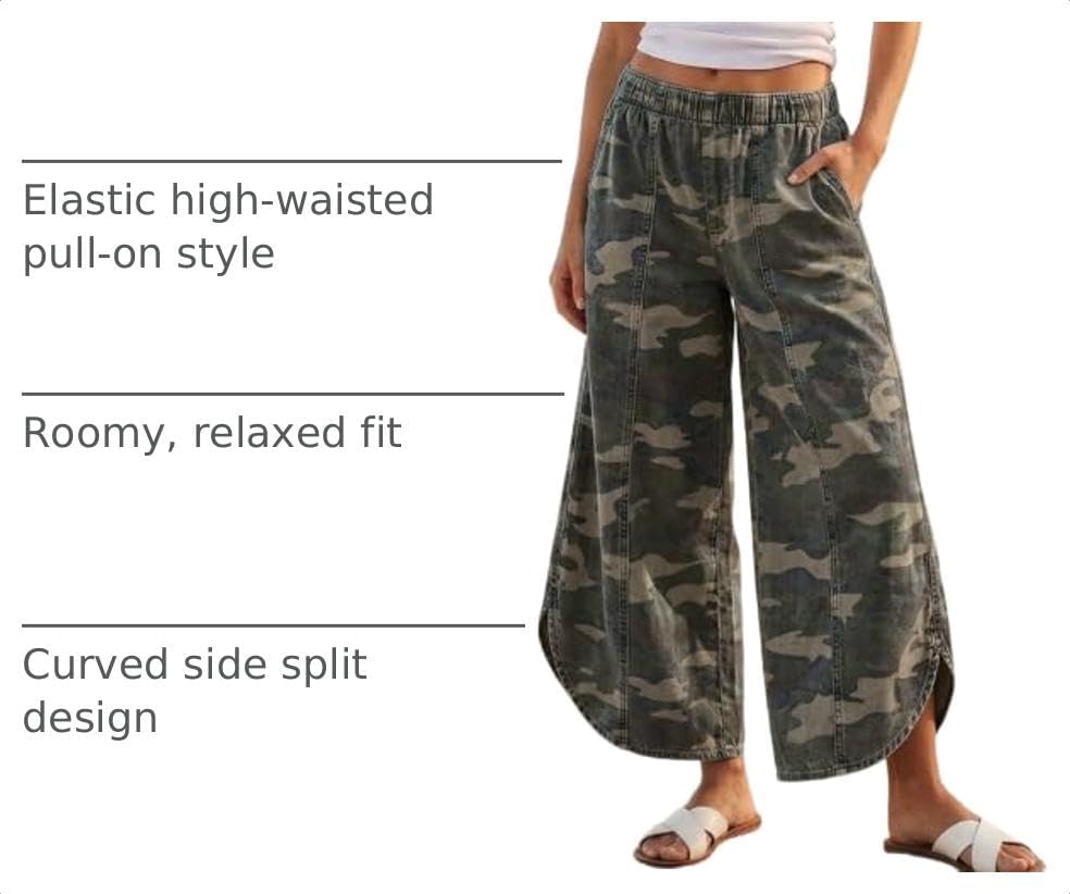 CHARTOU Women Y2k Wide Leg Jeans Elastic Waist Tulip Hem Casual Cropped Ankle Lenght Denim Pants