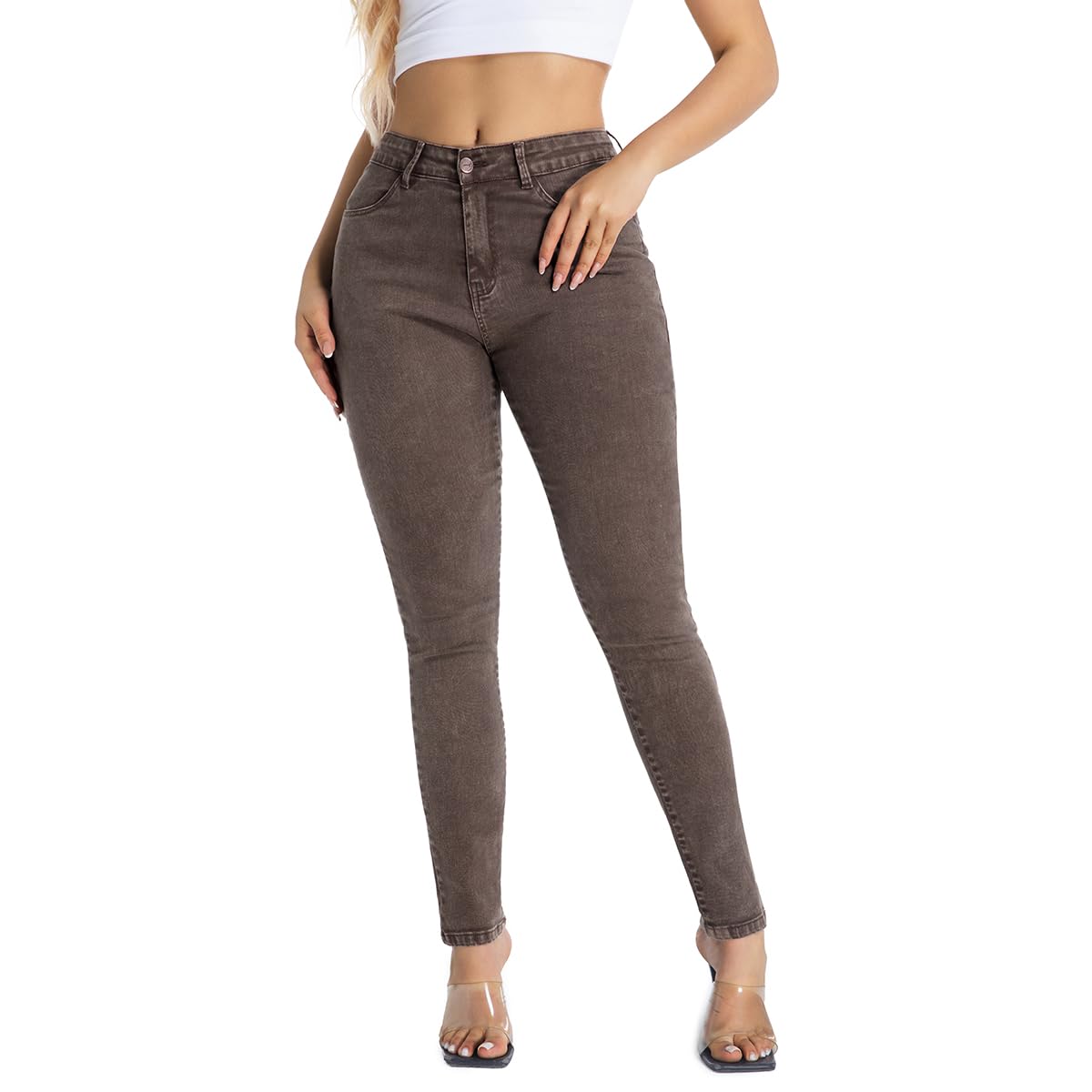 FISCLOSIN Women Colombian High Waisted Butt Lift Skinny Stretch Jeans