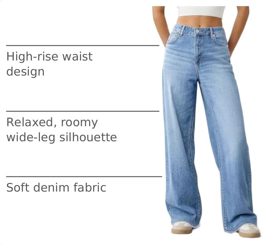 Women's Wide Leg Jeans High Waisted Baggy Straight Denim Pants