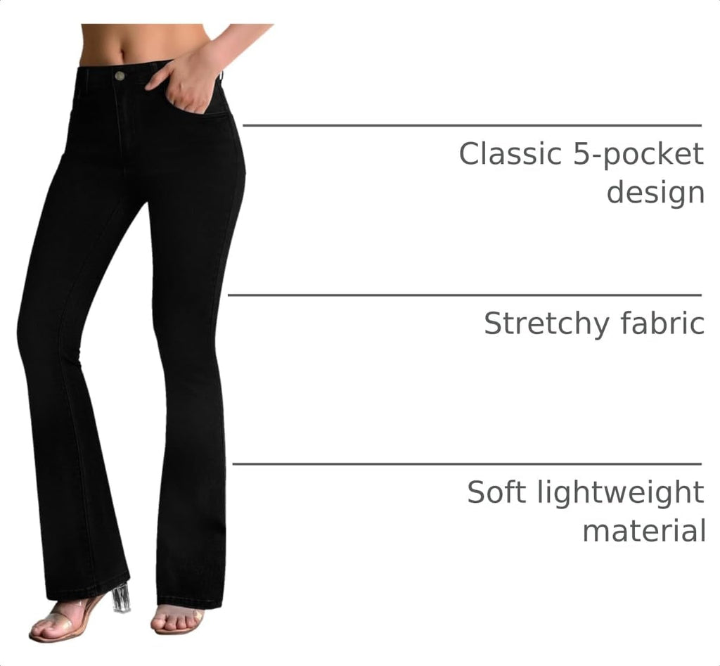 roswear Women's Trendy Stretchy Flare Jeans Mid Rise Bootcut Curvy Denim Pants