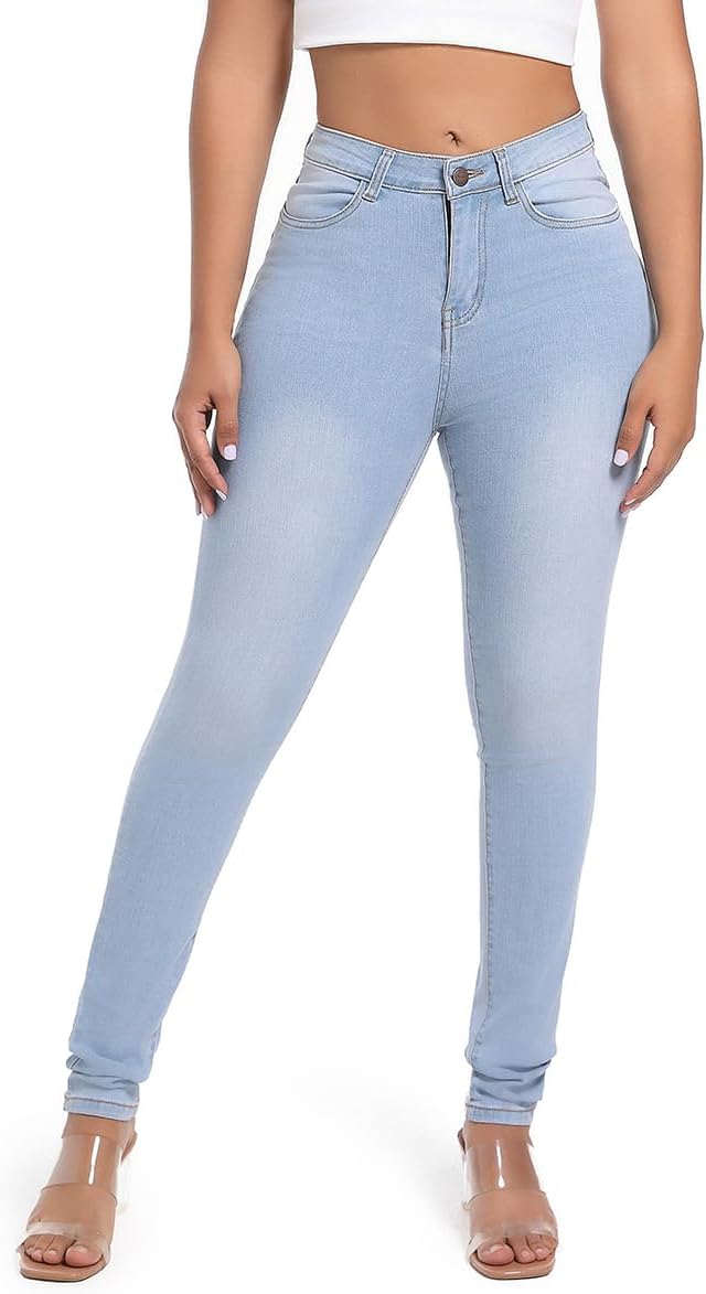 FISCLOSIN Women Colombian High Waisted Butt Lift Skinny Stretch Jeans