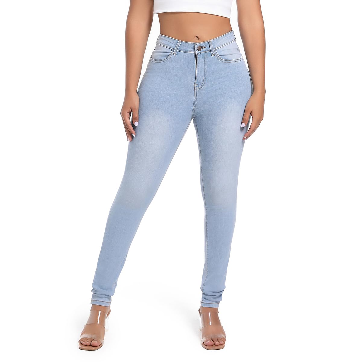 FISCLOSIN Women Colombian High Waisted Butt Lift Skinny Stretch Jeans