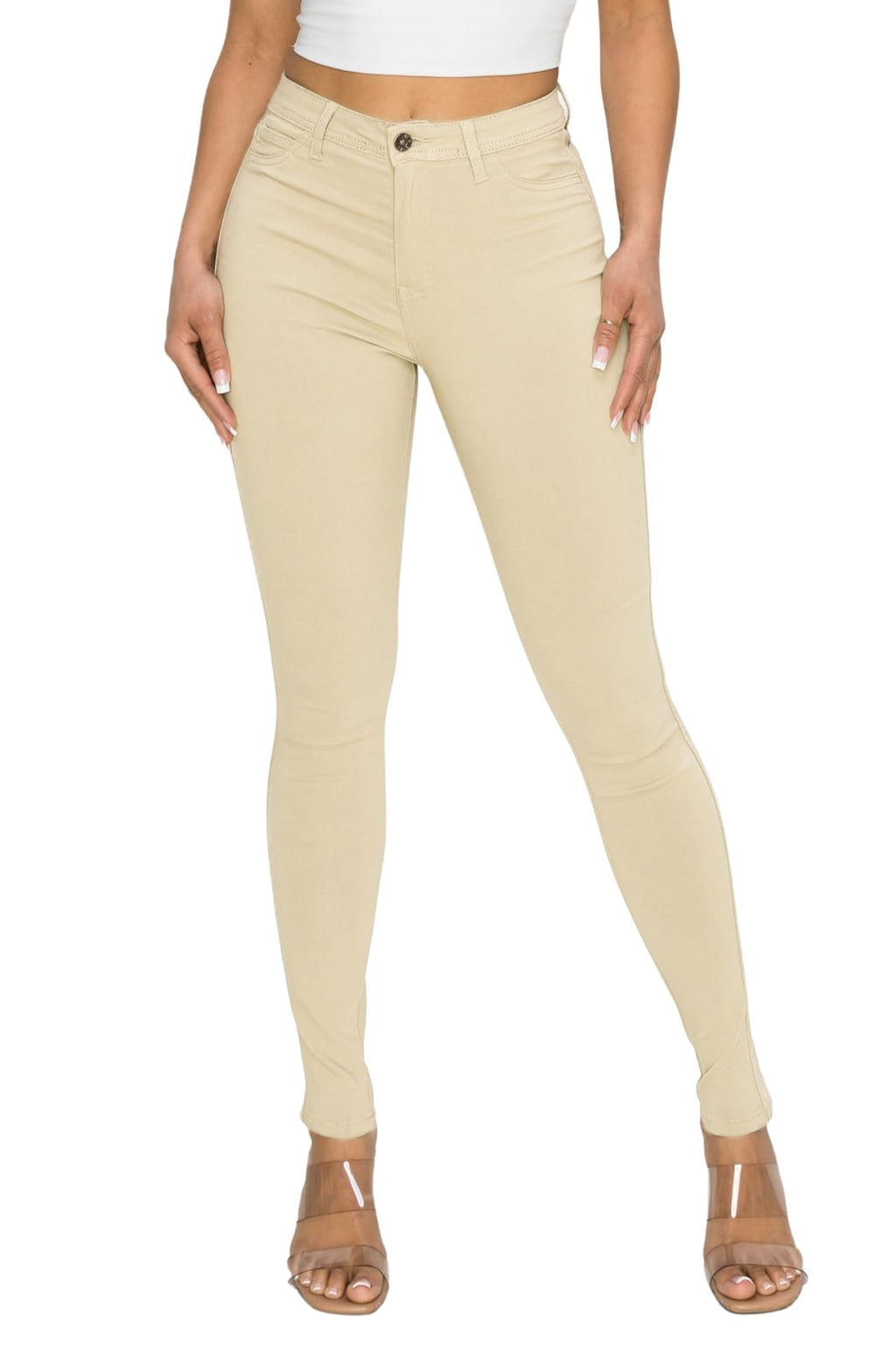 High Waisted-Rise Colored Stretch Skinny Destroyed Ripped Distressed Jeans for Women Olive Mustard RED