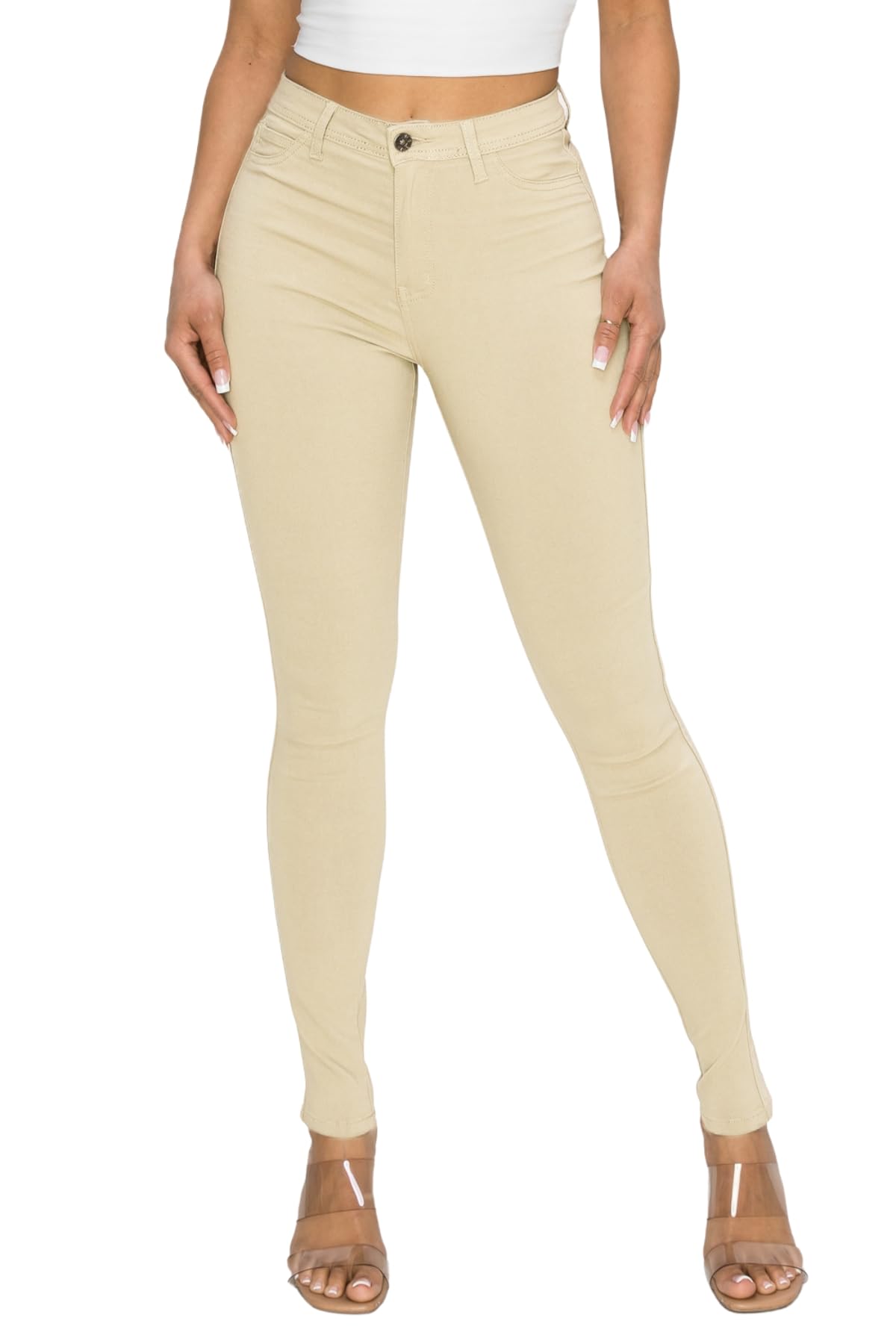 High Waisted-Rise Colored Stretch Skinny Destroyed Ripped Distressed Jeans for Women Olive Mustard RED