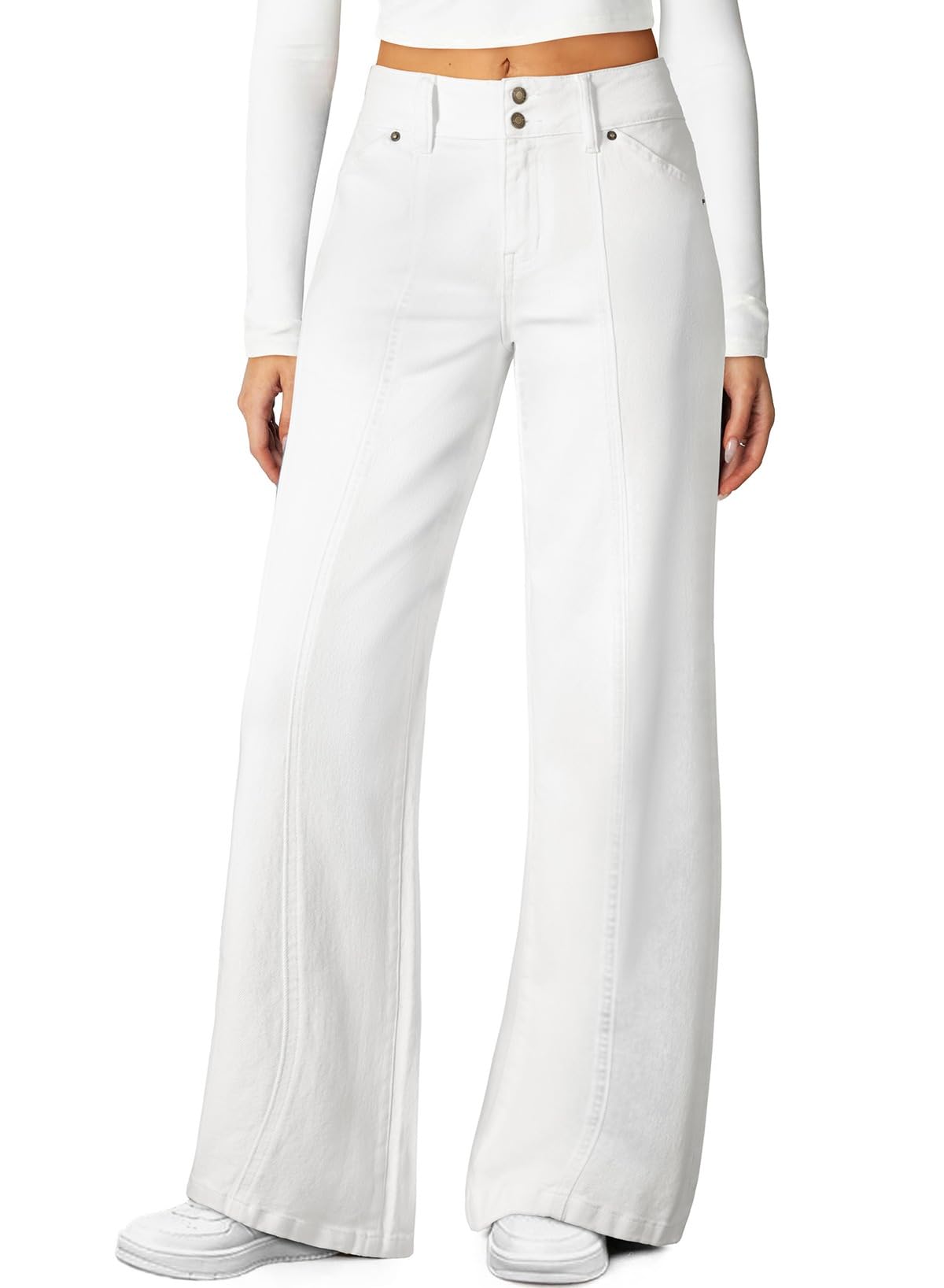 Sidefeel Women's High Waisted Wide Leg Stretchy Jeans