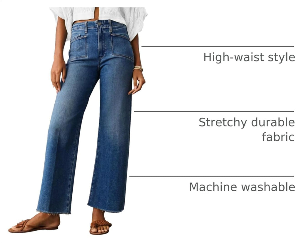 KUNMI Jeans for Women Wide Leg Baggy High Waist Boyfriends Straight Leg Stretchy Denim Pants Trendy Fall 2026