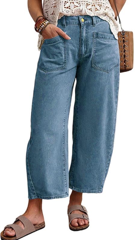 yoeasy Womens Camo Print Wide Leg Jeans Vintage Casual Barrel Denim Pants