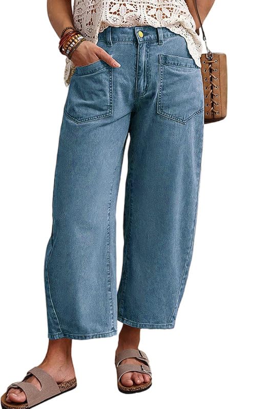 yoeasy Womens Camo Print Wide Leg Jeans Vintage Casual Barrel Denim Pants