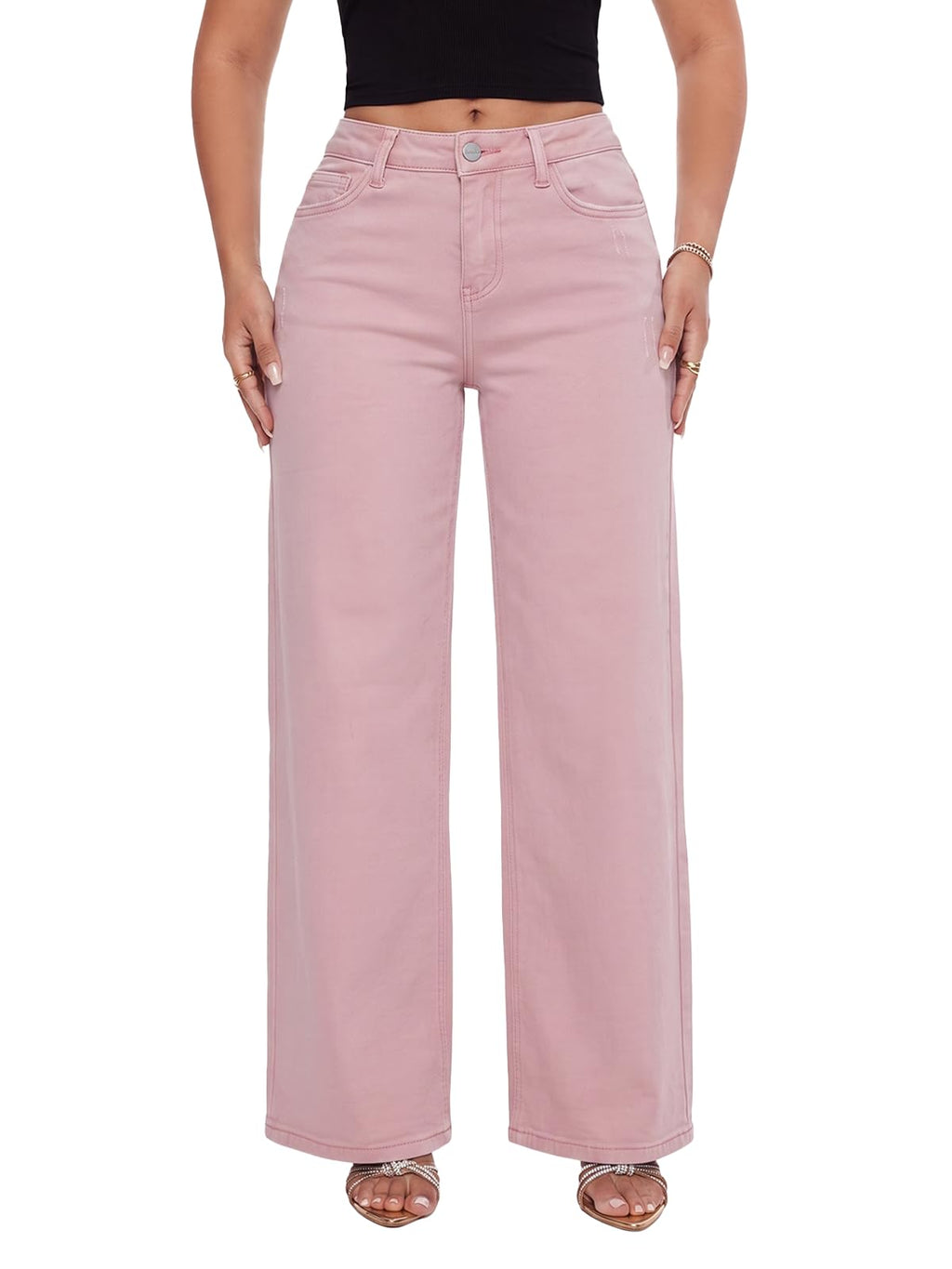 ONESO Wide Leg Jeans for Women Mid Low Rise Baggy Stretchy Denim Pants