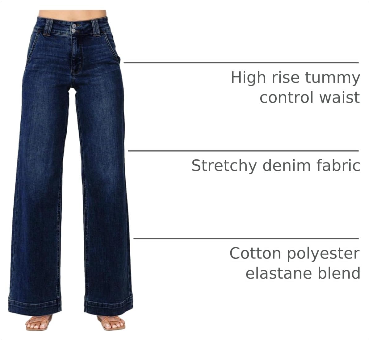Astylish Women's High Waisted Wide Leg Straight Jeans