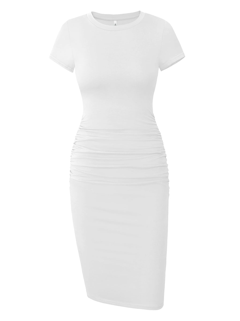 Missufe Women's Short Sleeve Ruched Casual Sundress Midi Bodycon T Shirt Dress