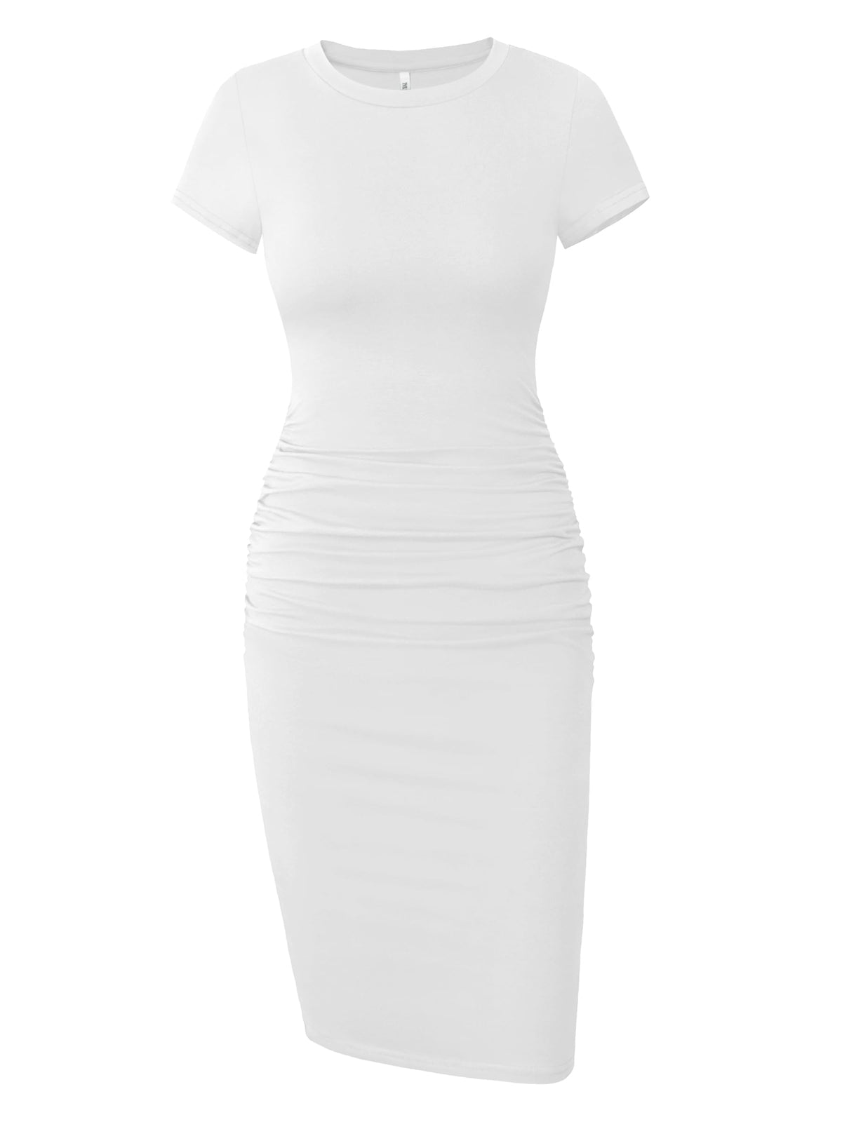Missufe Women's Short Sleeve Ruched Casual Sundress Midi Bodycon T Shirt Dress