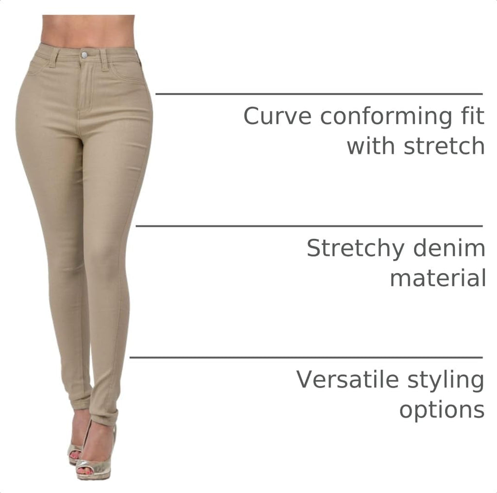 High Waisted-Rise Colored Stretch Skinny Destroyed Ripped Distressed Jeans for Women Olive Mustard RED