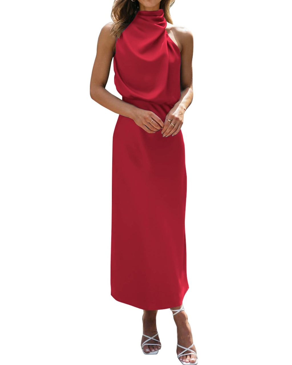 BTFBM Mock Neck Cocktail Dresses for Women Summer
