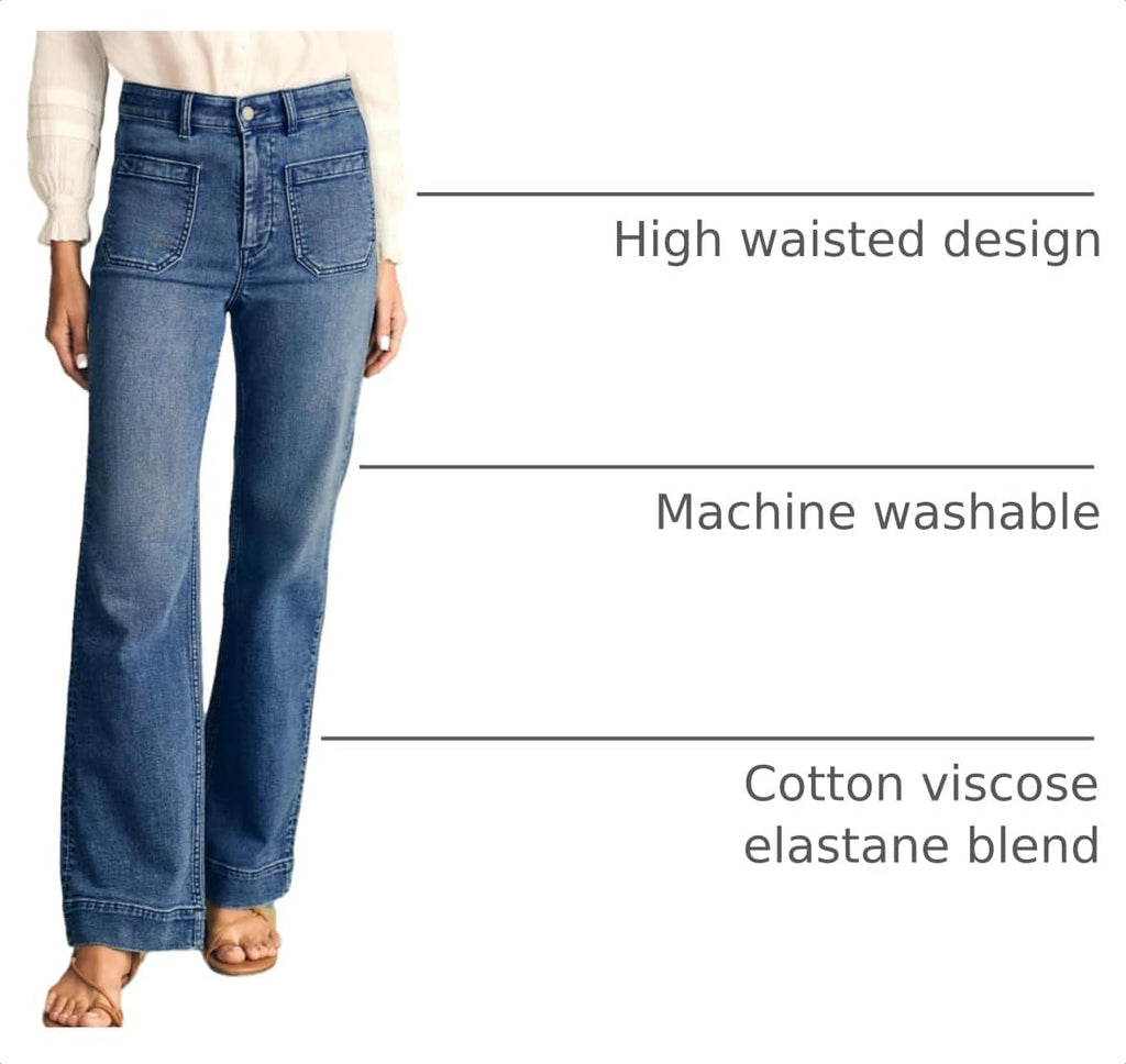 Astylish Women's Wide Leg Jeans High Waisted Denim Pants