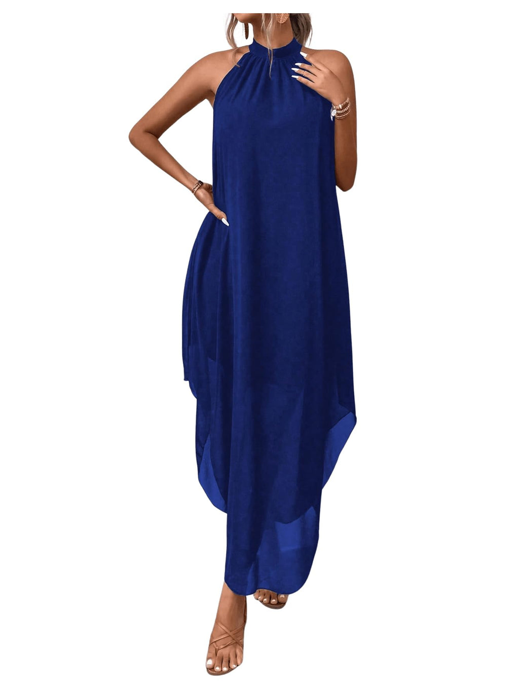 Verdusa Women’s Formal Wedding Guest Dress Halter Flowy Chiffon Long Dress
