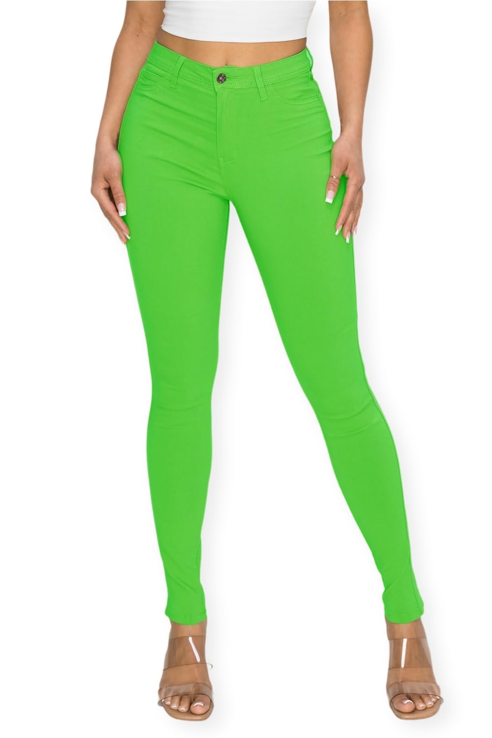 High Waisted-Rise Colored Stretch Skinny Destroyed Ripped Distressed Jeans for Women Olive Mustard RED