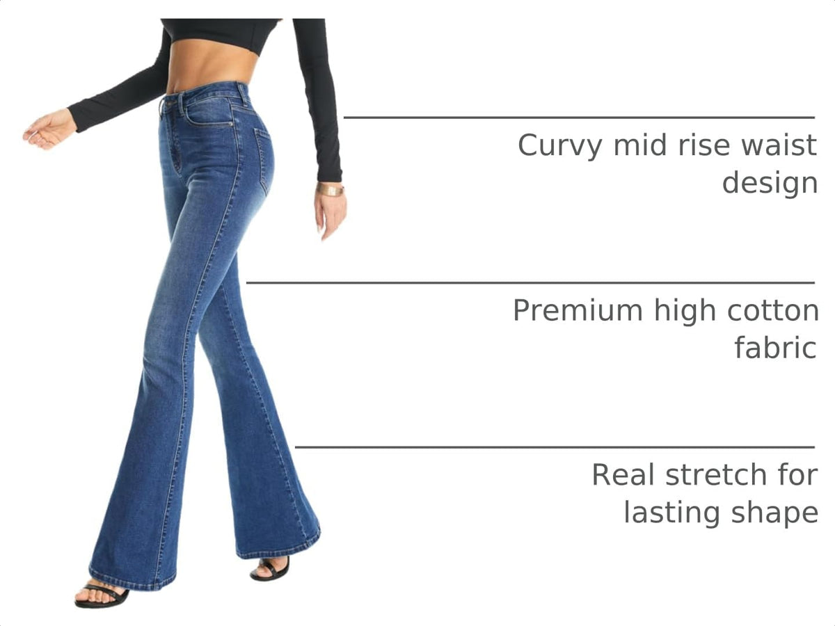 FLYING BANANA Women's Totally Shaping Curvy Stretchy Bootcut Flare Denim Jeans