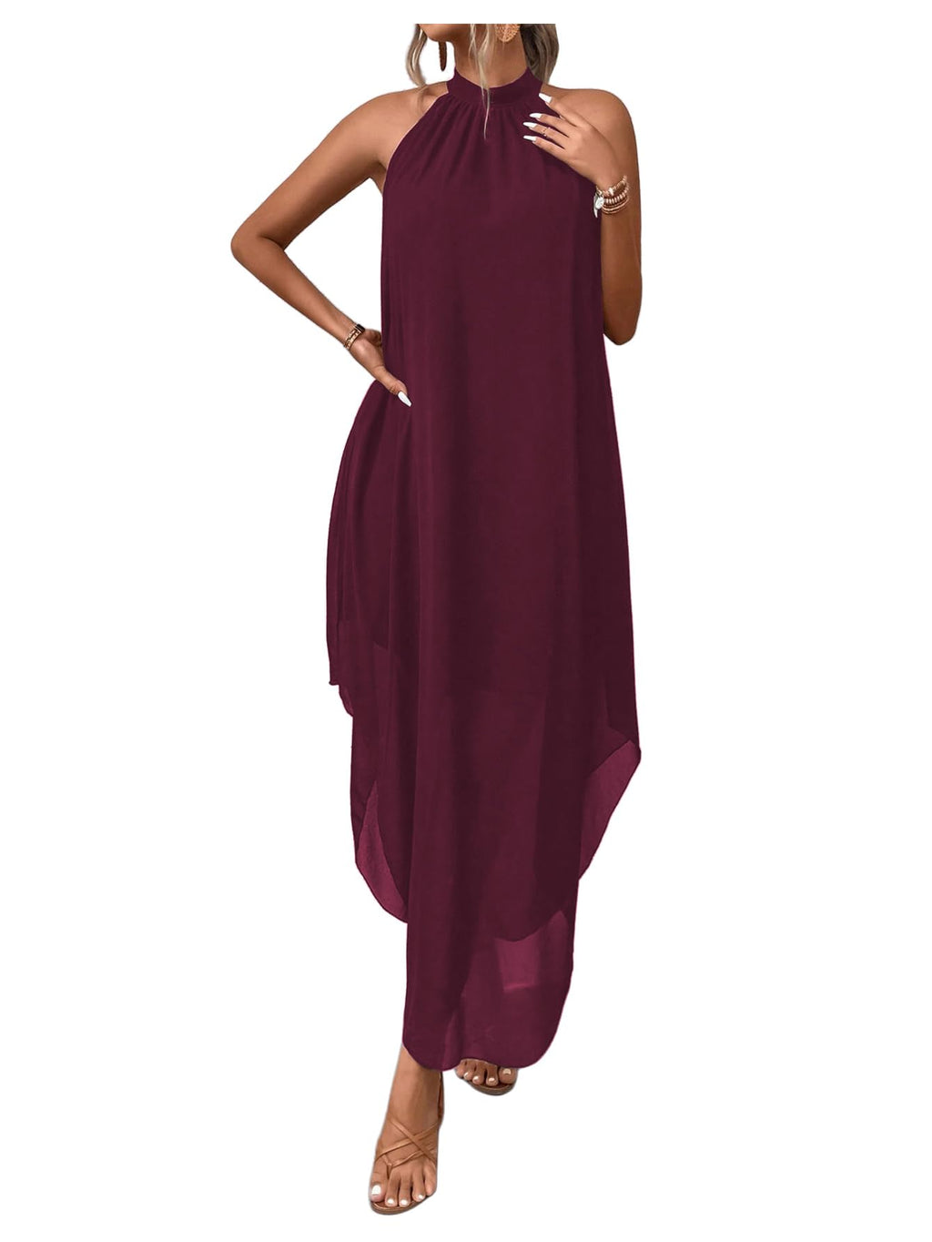 Verdusa Women’s Formal Wedding Guest Dress Halter Flowy Chiffon Long Dress