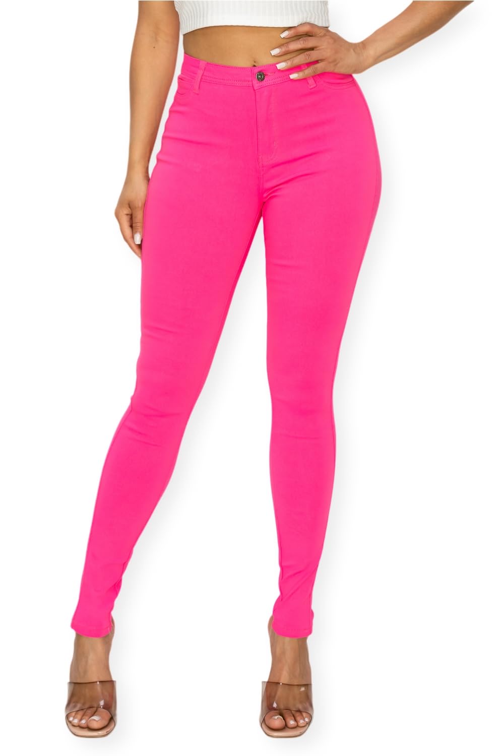 High Waisted-Rise Colored Stretch Skinny Destroyed Ripped Distressed Jeans for Women Olive Mustard RED