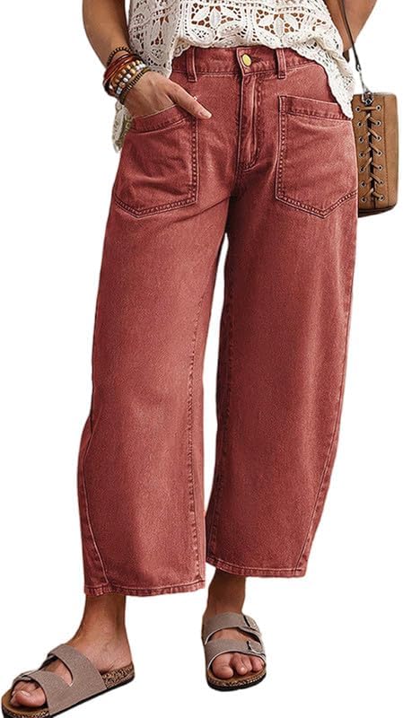 yoeasy Womens Camo Print Wide Leg Jeans Vintage Casual Barrel Denim Pants