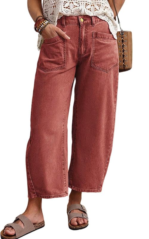 yoeasy Womens Camo Print Wide Leg Jeans Vintage Casual Barrel Denim Pants