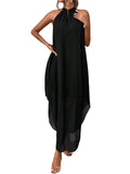 Verdusa Women’s Formal Wedding Guest Dress Halter Flowy Chiffon Long Dress