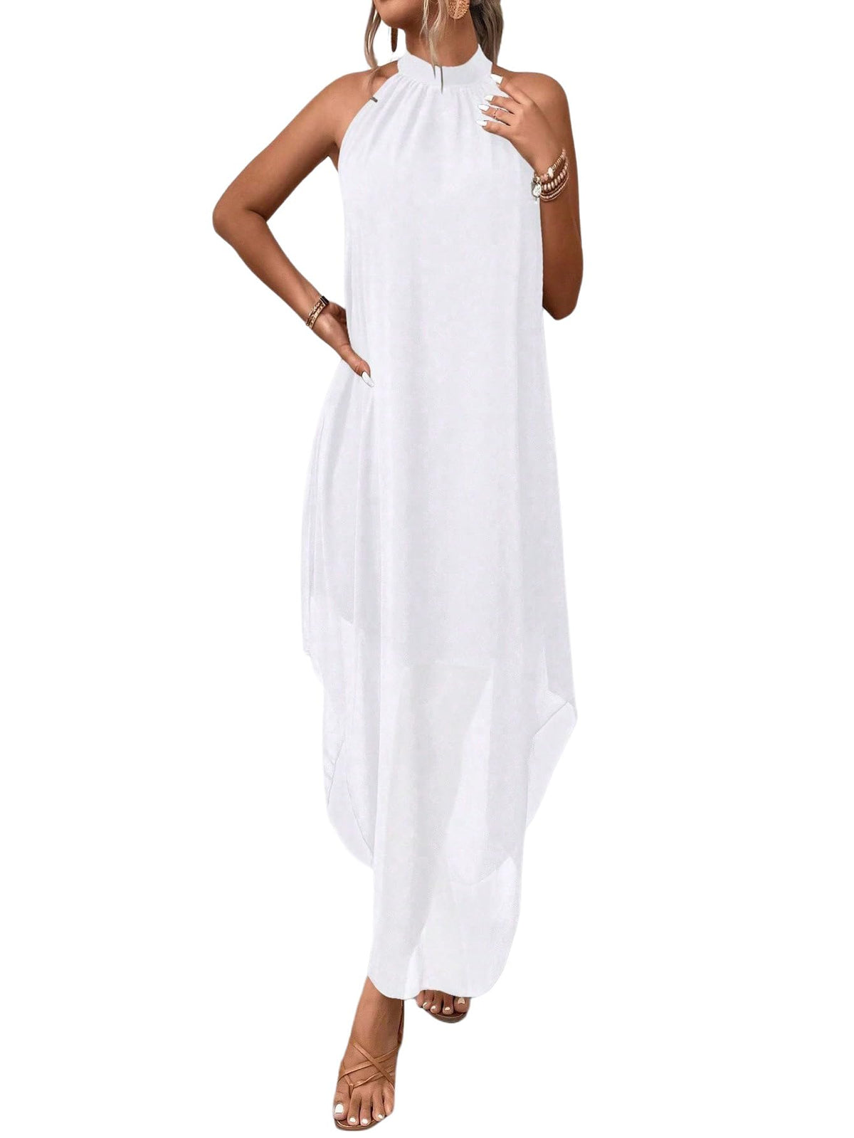 Verdusa Women’s Formal Wedding Guest Dress Halter Flowy Chiffon Long Dress
