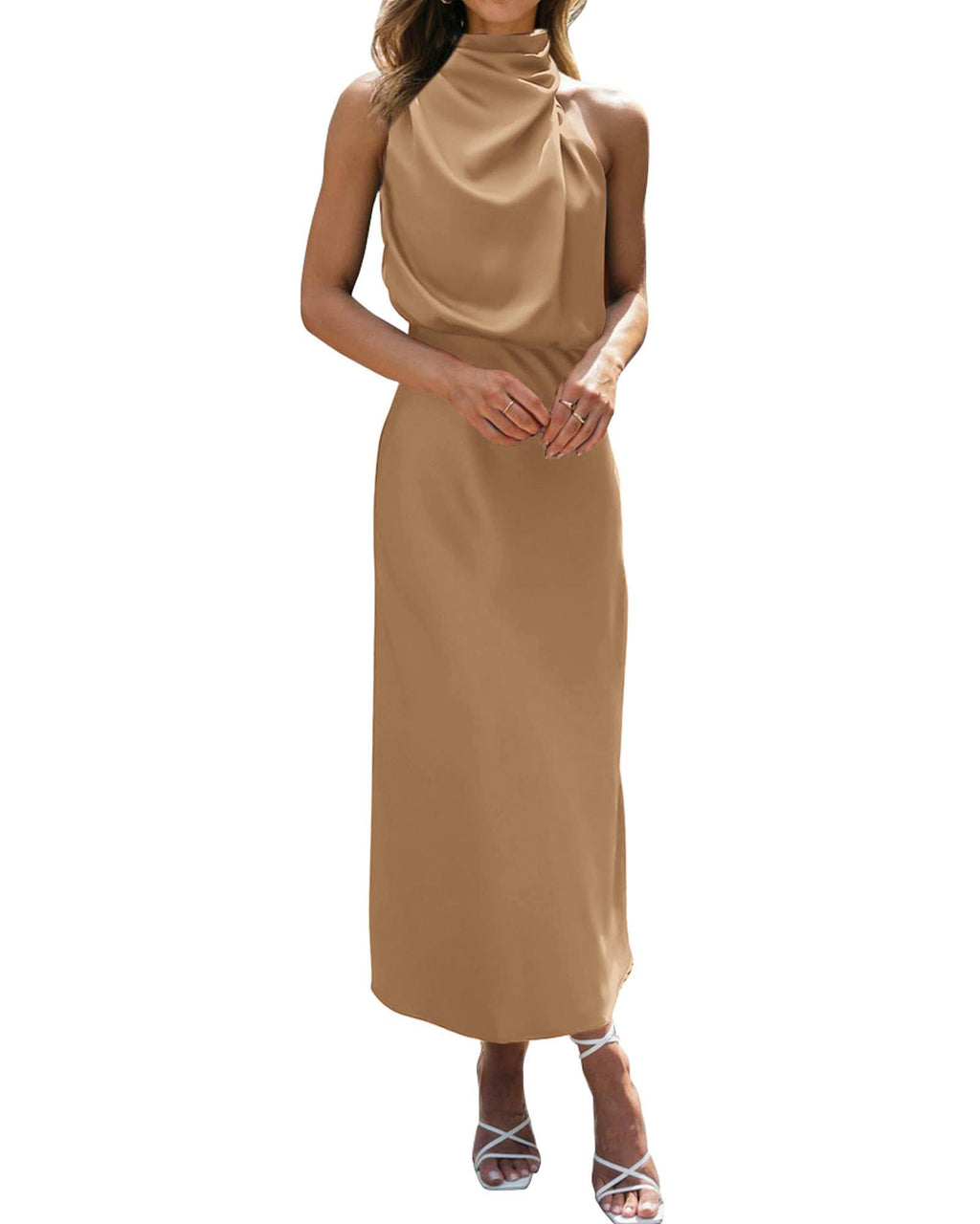 BTFBM Mock Neck Cocktail Dresses for Women Summer