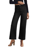 KUNMI Women's Wide Leg Jeans High Waisted Straight Leg Stretchy Denim Pants with Pockets