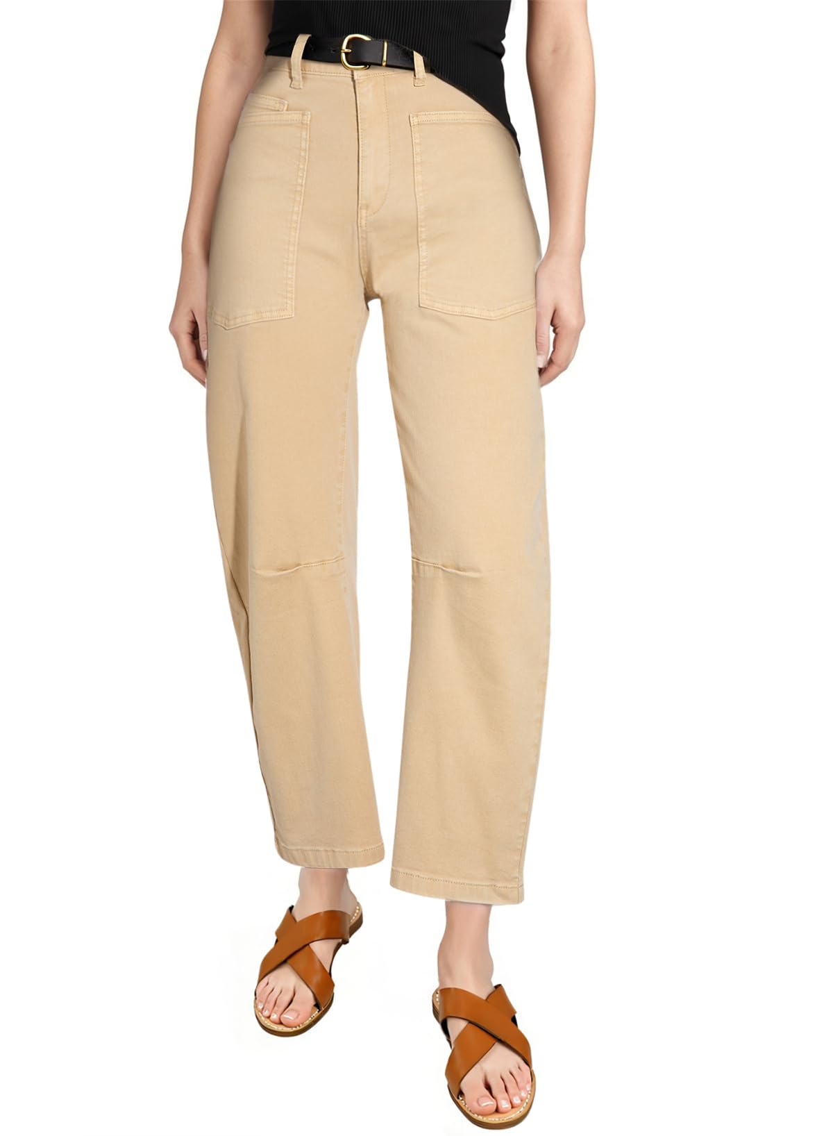 EVALESS Barrel Jeans Women Baggy Stretchy Cropped Denim Pants
