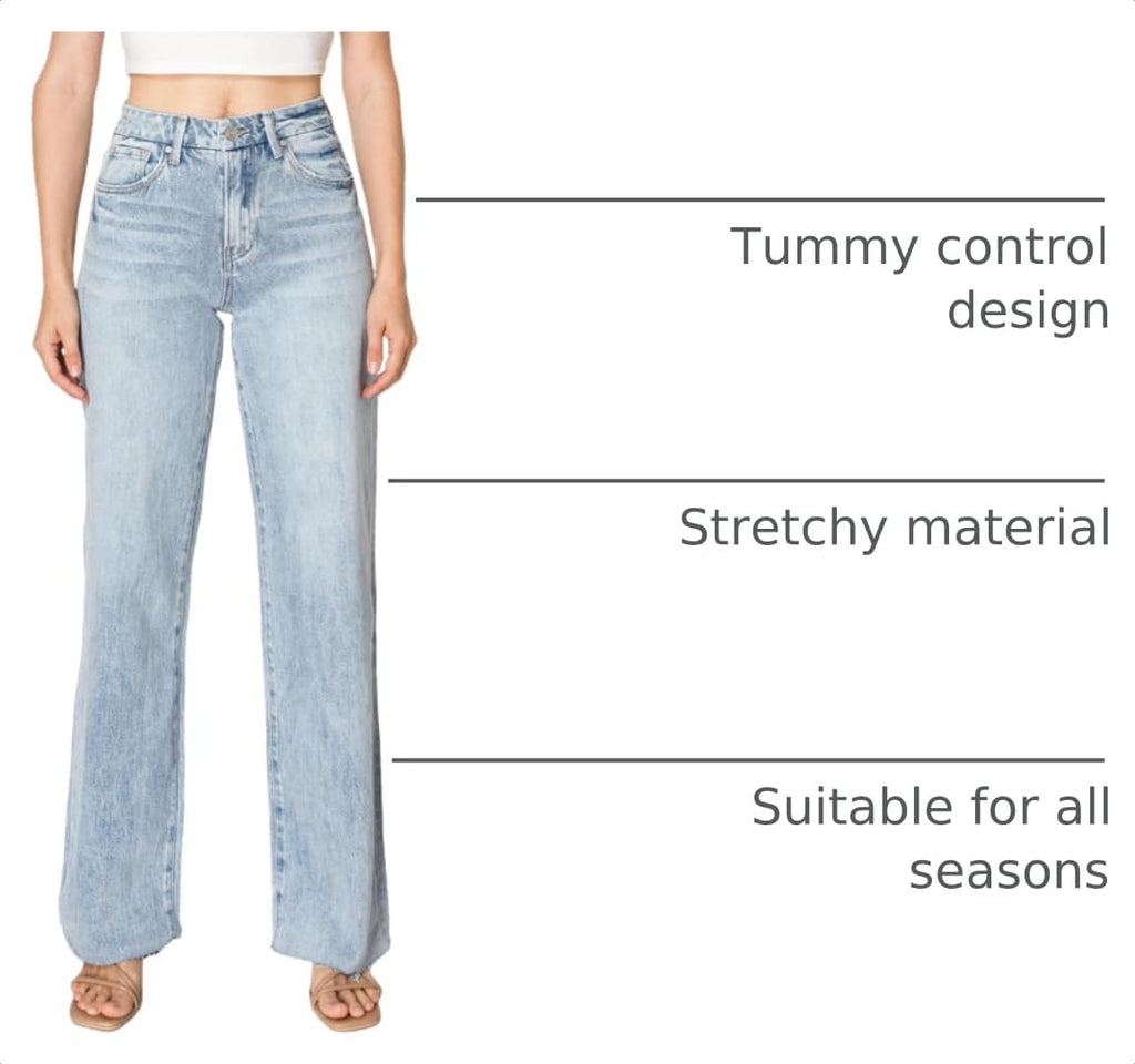 ONESO Wide Leg Jeans for Women High Waisted Stretchy Baggy Denim Pants