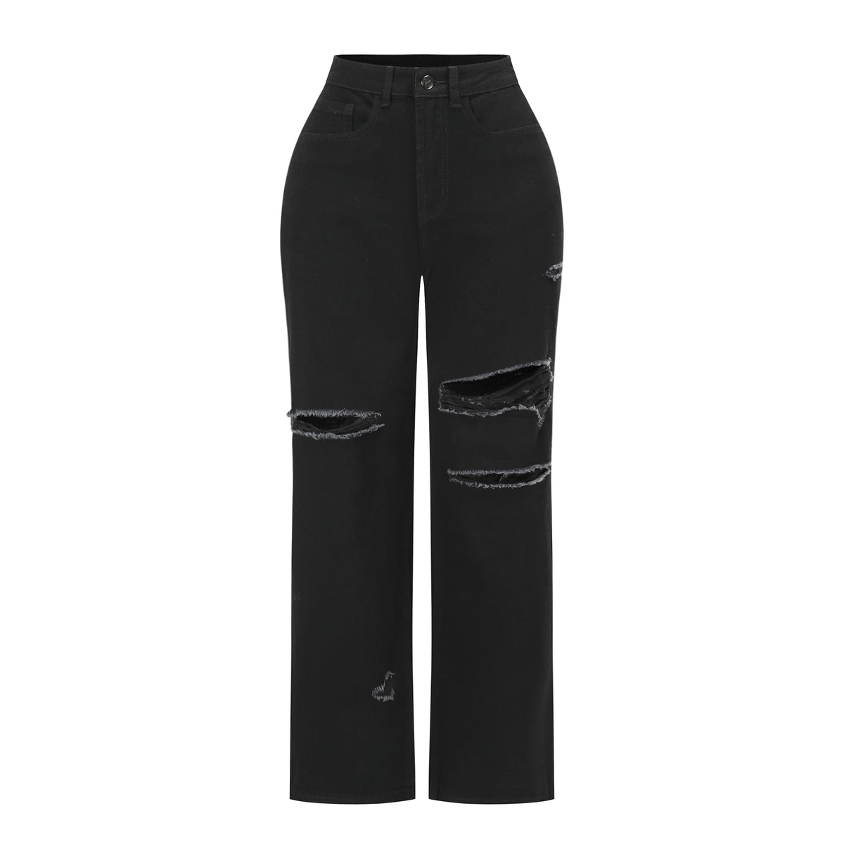 THUNDER STAR Womens High Waisted Wide Leg Jeans Stretchy Distressed Denim Pants
