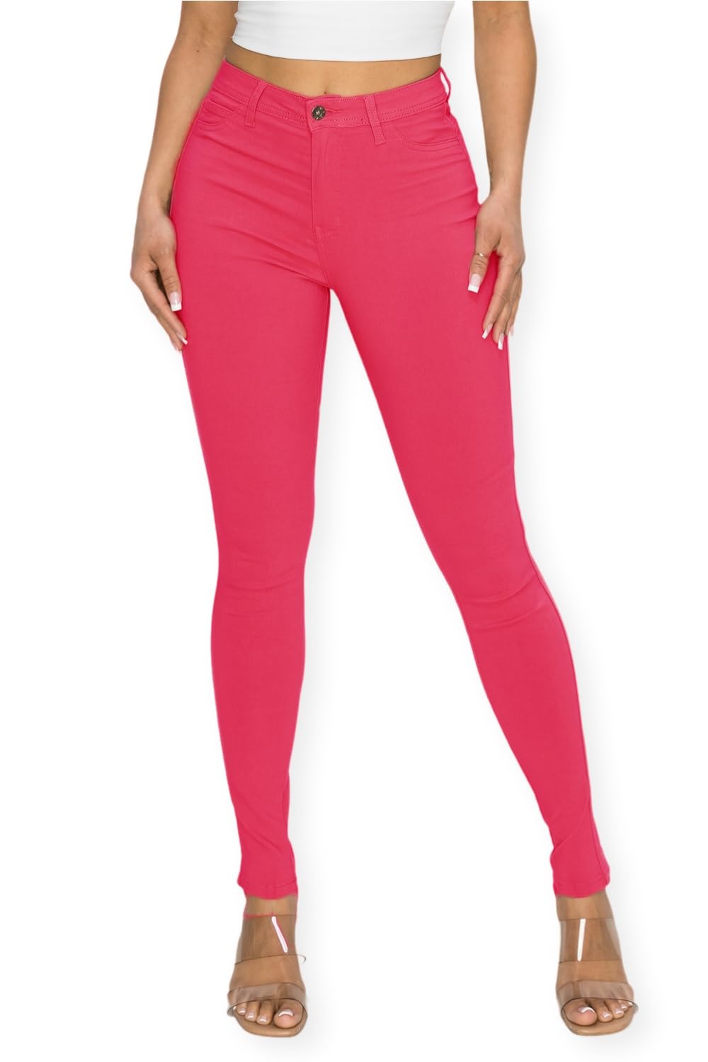 High Waisted-Rise Colored Stretch Skinny Destroyed Ripped Distressed Jeans for Women Olive Mustard RED