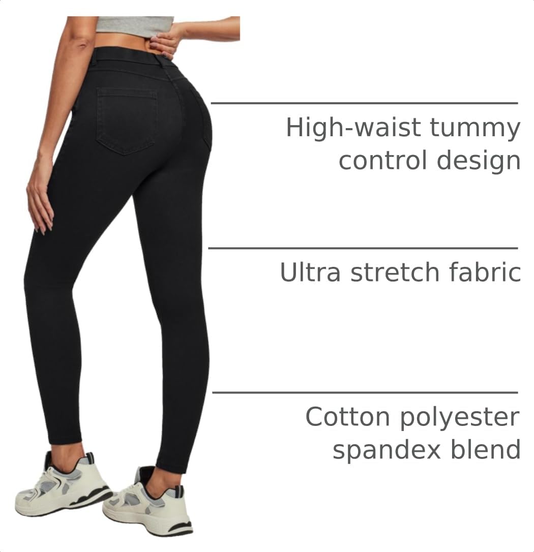 Stretchy Skinny Jeans for Women Pull On Jeggings High Waist Denim Leggings