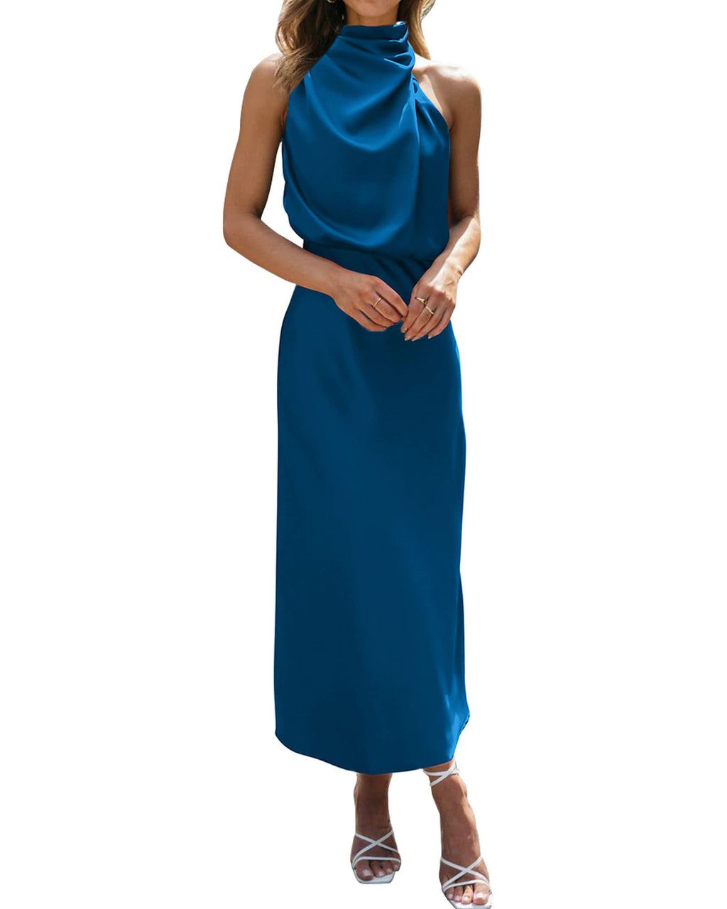 BTFBM Mock Neck Cocktail Dresses for Women Summer