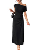 BLENCOT Women's Floral Off Shoulder Wedding Guest Dress Party Gown