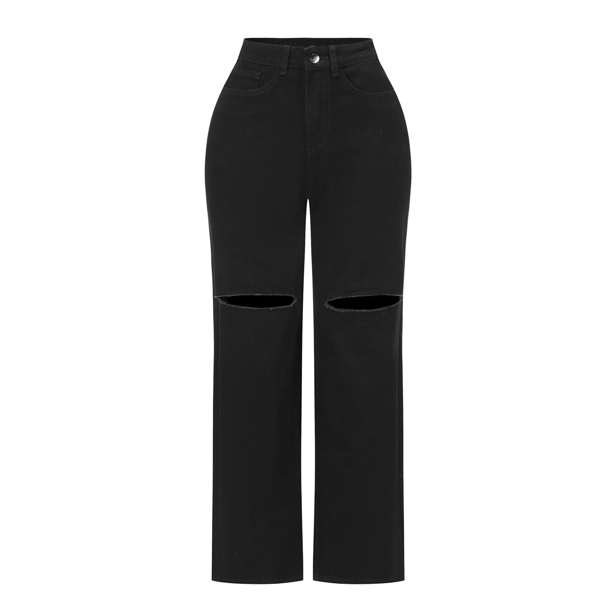 THUNDER STAR Womens High Waisted Wide Leg Jeans Stretchy Distressed Denim Pants
