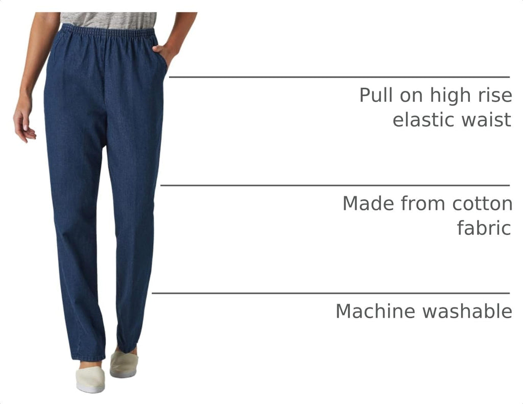 Chic Classic Collection Women's Cotton Pull-on Pant with Elastic Waist