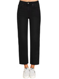 KDF Women's Cropped Straight Leg Jeans - High Waisted Jeans for Women 7/8 Length Denim Pants with Crop Hem