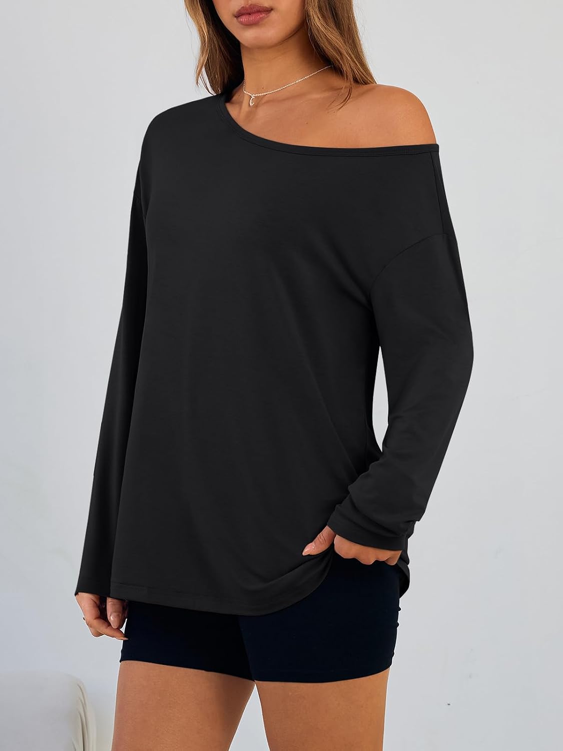 Trendy Queen Womens Off The Shoulder Oversized Tops