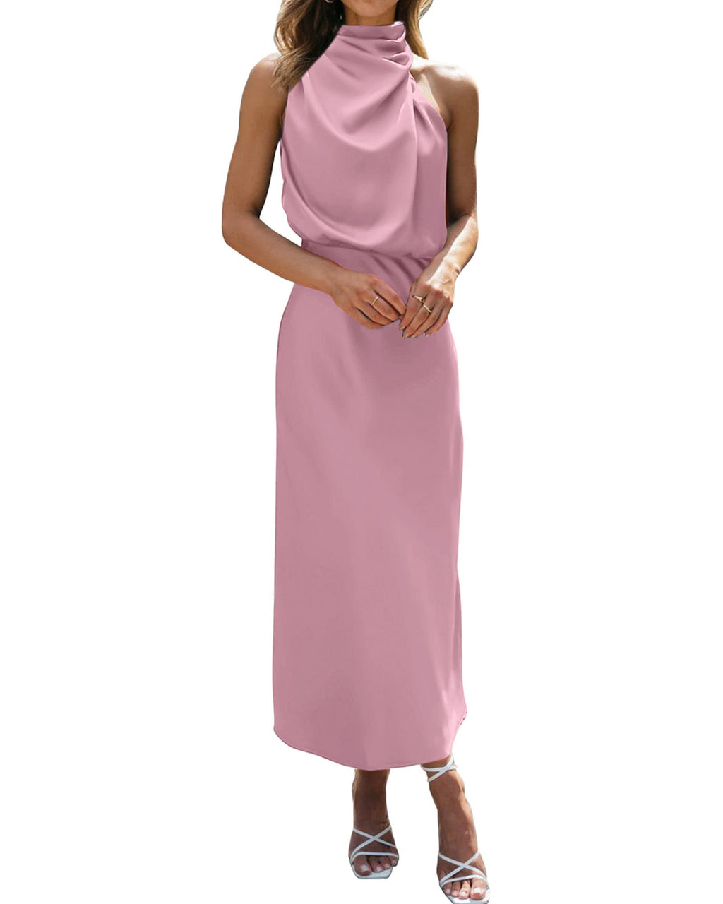 BTFBM Mock Neck Cocktail Dresses for Women Summer