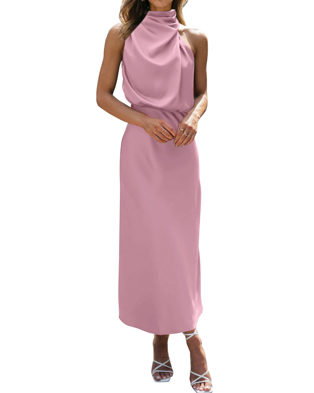 BTFBM Mock Neck Cocktail Dresses for Women Summer