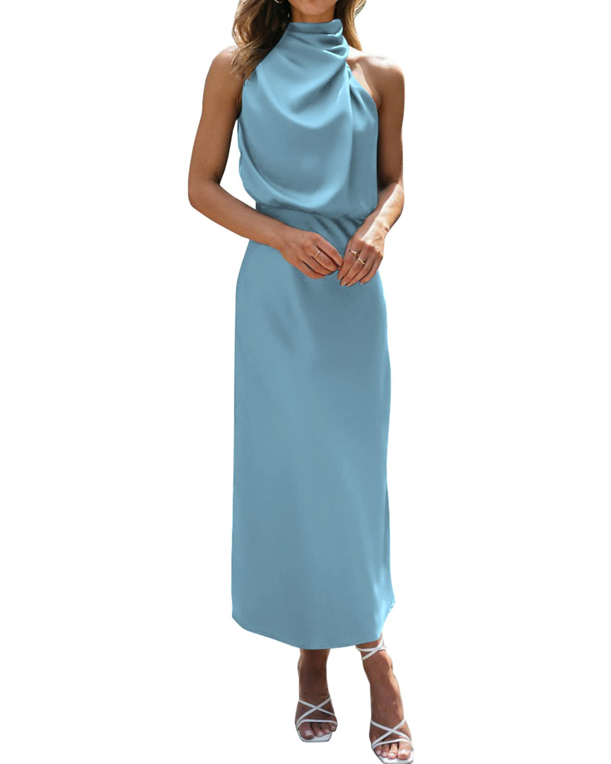 BTFBM Mock Neck Cocktail Dresses for Women Summer